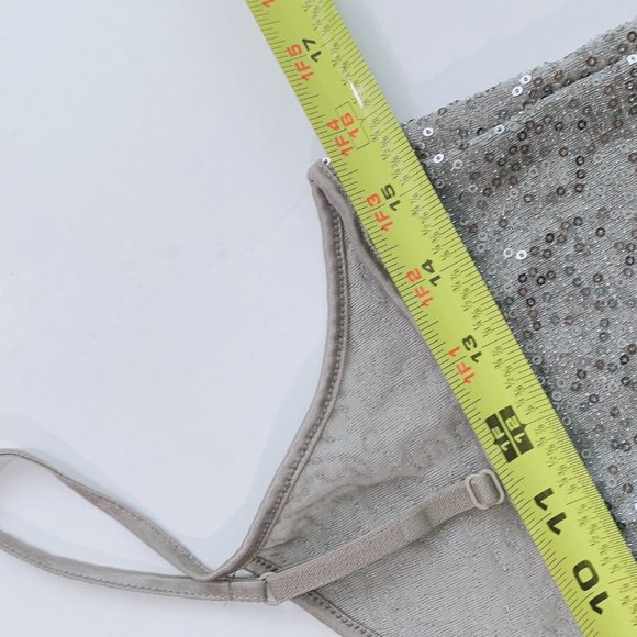 EXPRESS Sequined Strappy Neutral Beige Tank Top M - Picture 6 of 8